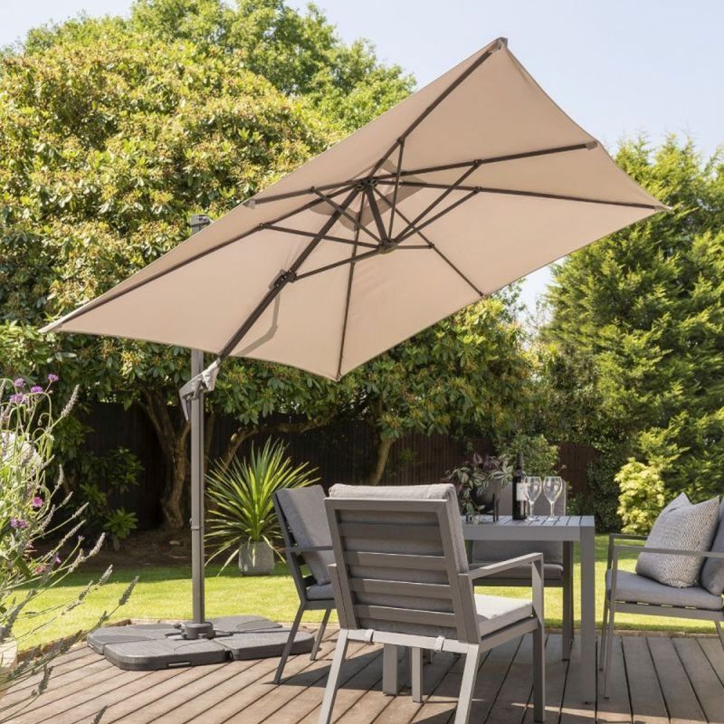 Royce Junior 2.5m Square Parasol - Soft Grey - Tong Garden Centre